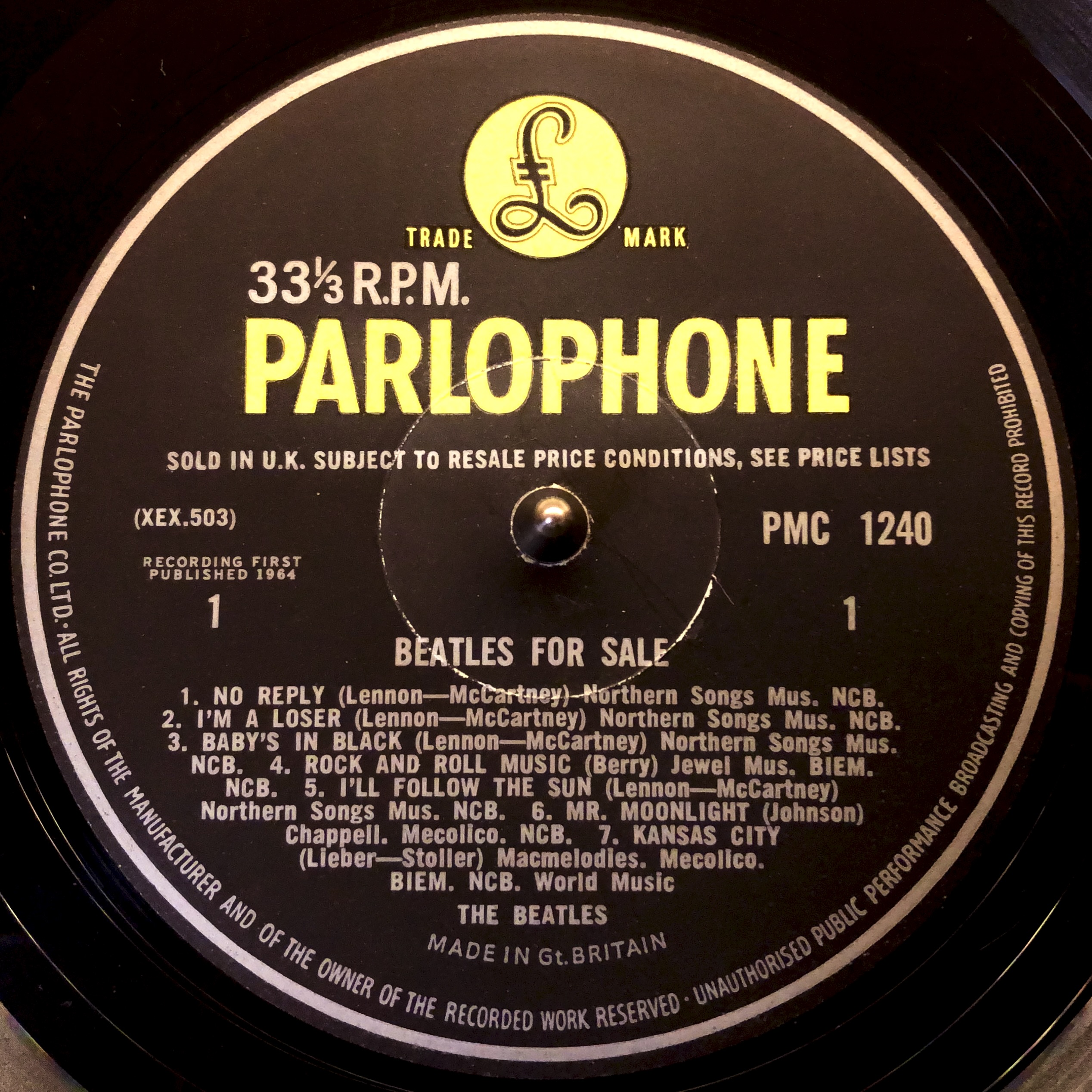 BEATLES FOR SALE PMC1240 mono