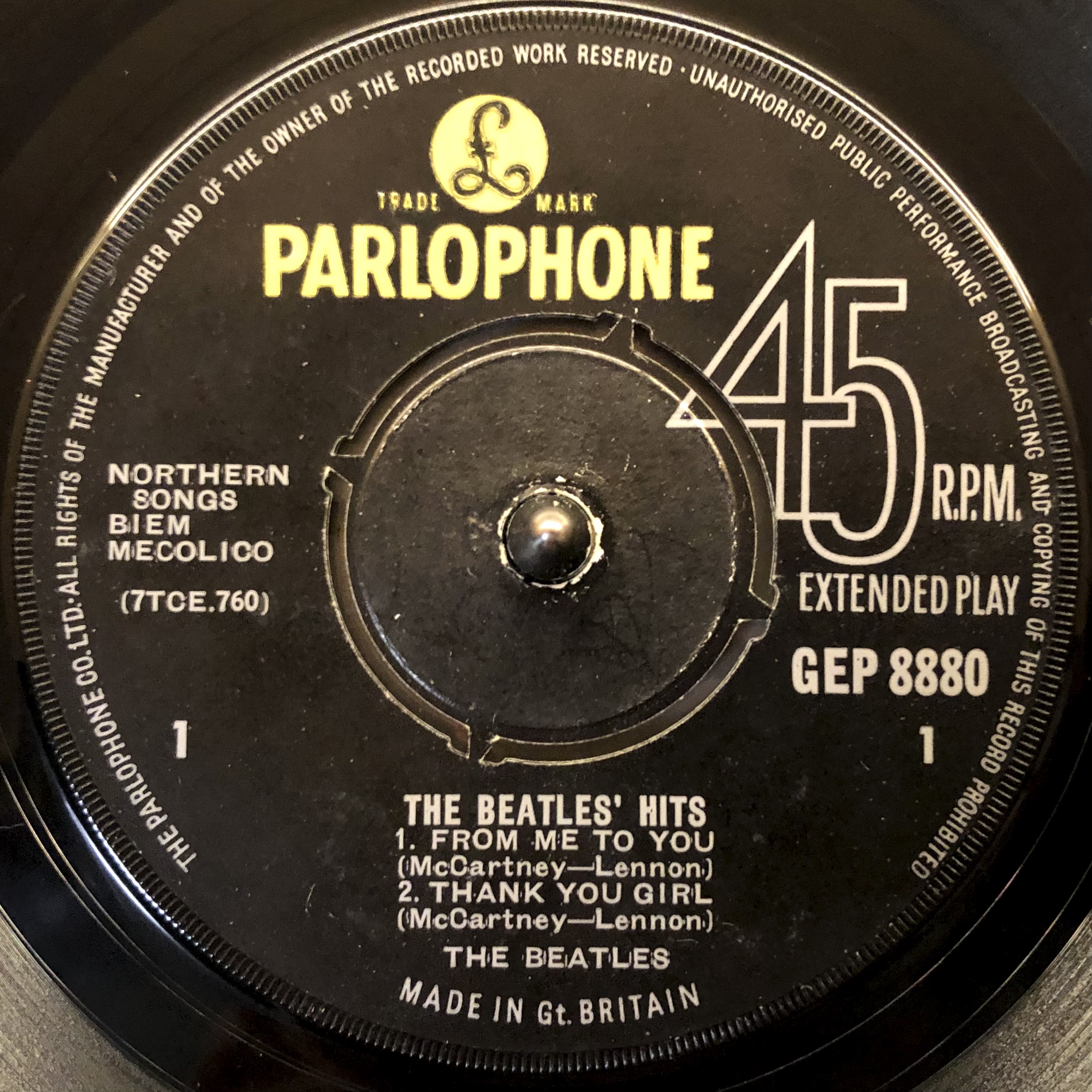 THE BEATLES’ HITS GEP8880 mono