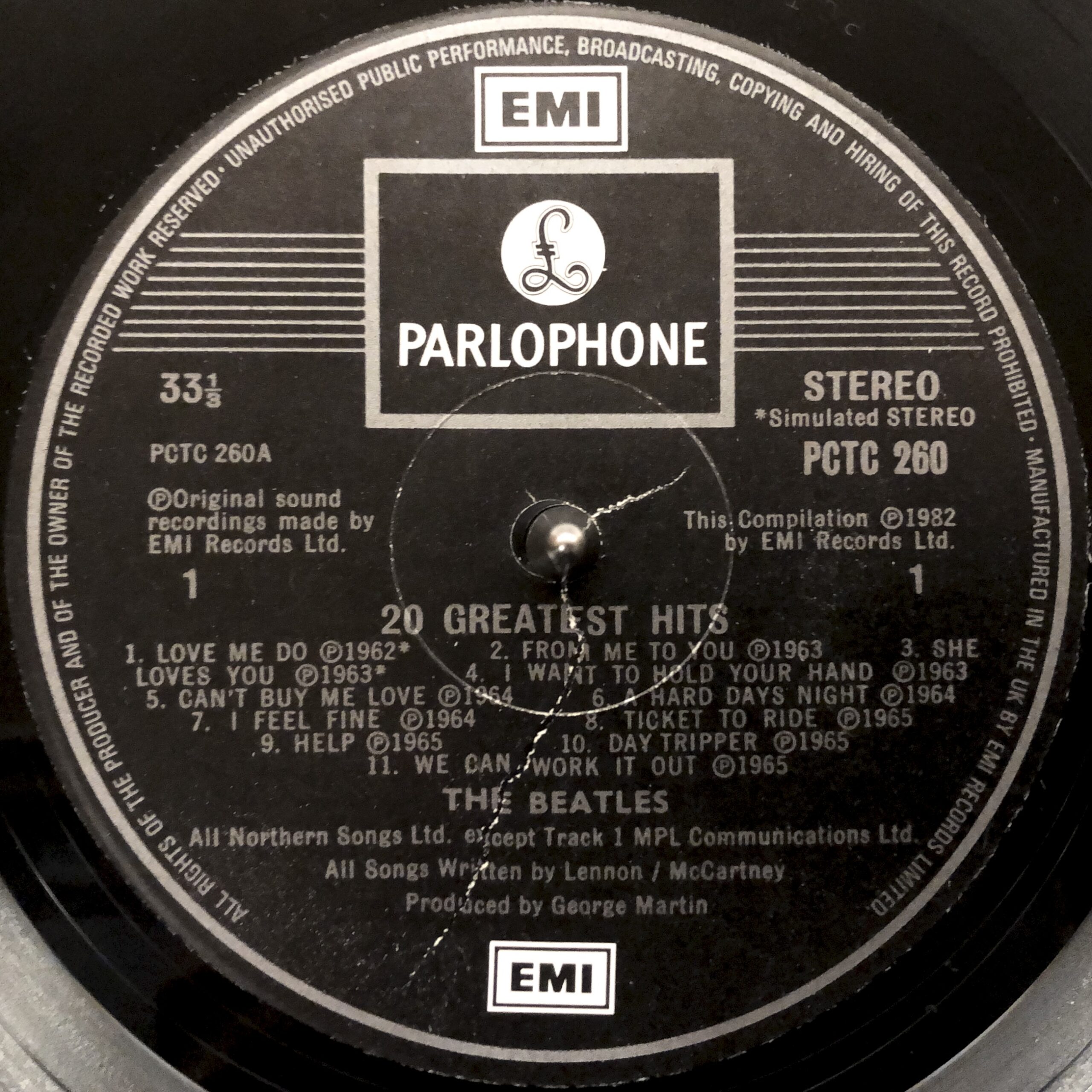 THE BEATLES 20 GREATEST HITS PCTC260
