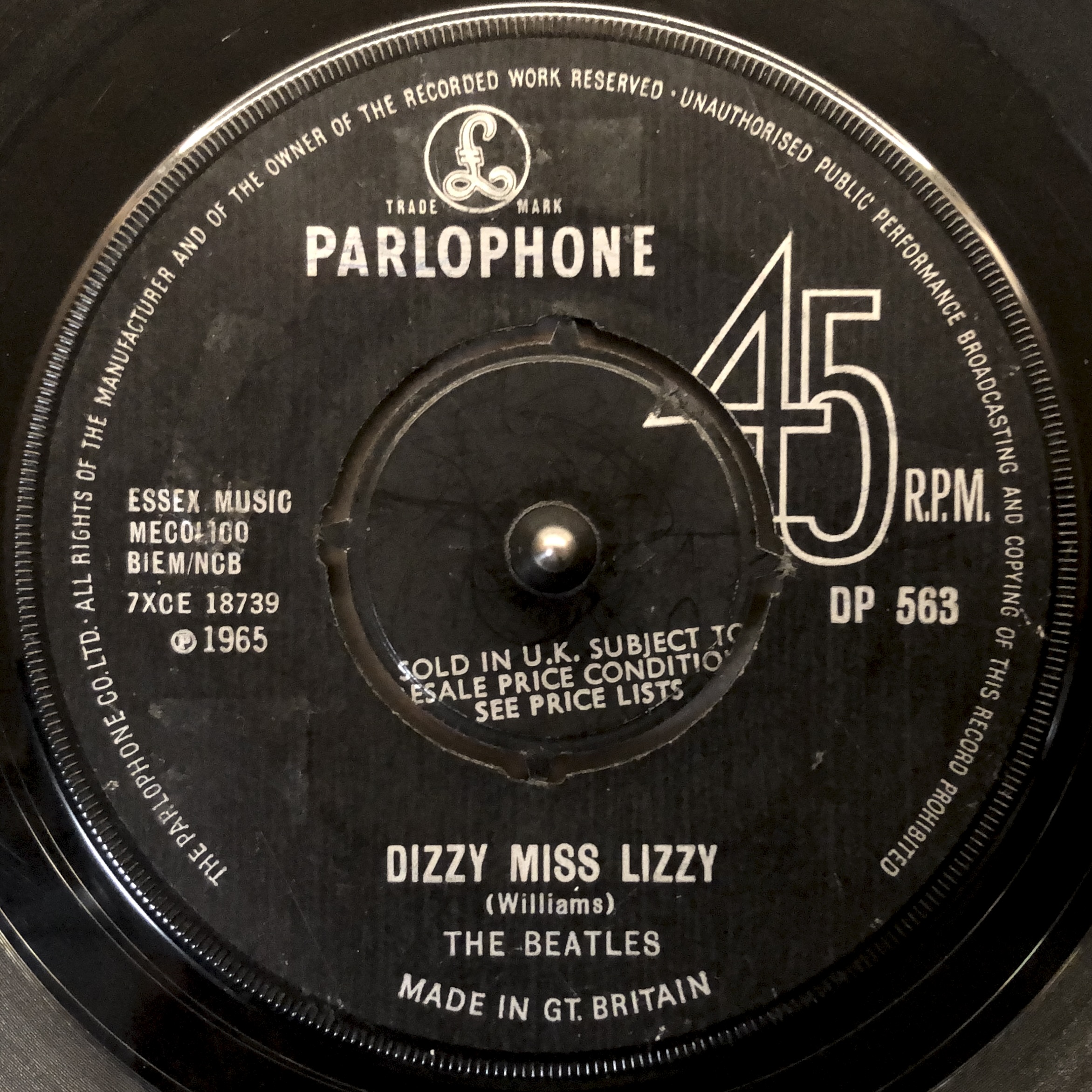 Dizzy Miss Lizzy / Yesterday DP563 for export